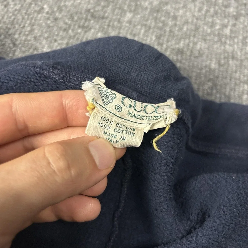 Gucci Sweatpants Mens Medium Blue Fleece Cotton Jogger Drawstring Made In Italy